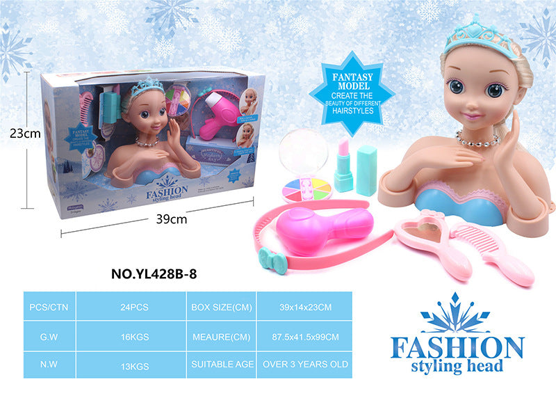 Play house makeup doll comb hair girls children toys wig dressing set princess sixth birthday gift