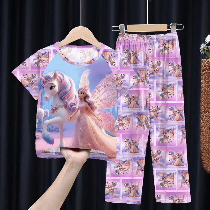 Foreign trade children's pajamas, spring and summer short-sleeved trousers, cartoon Sharjah men's group K-POP girl group middle and adult children's loungewear
