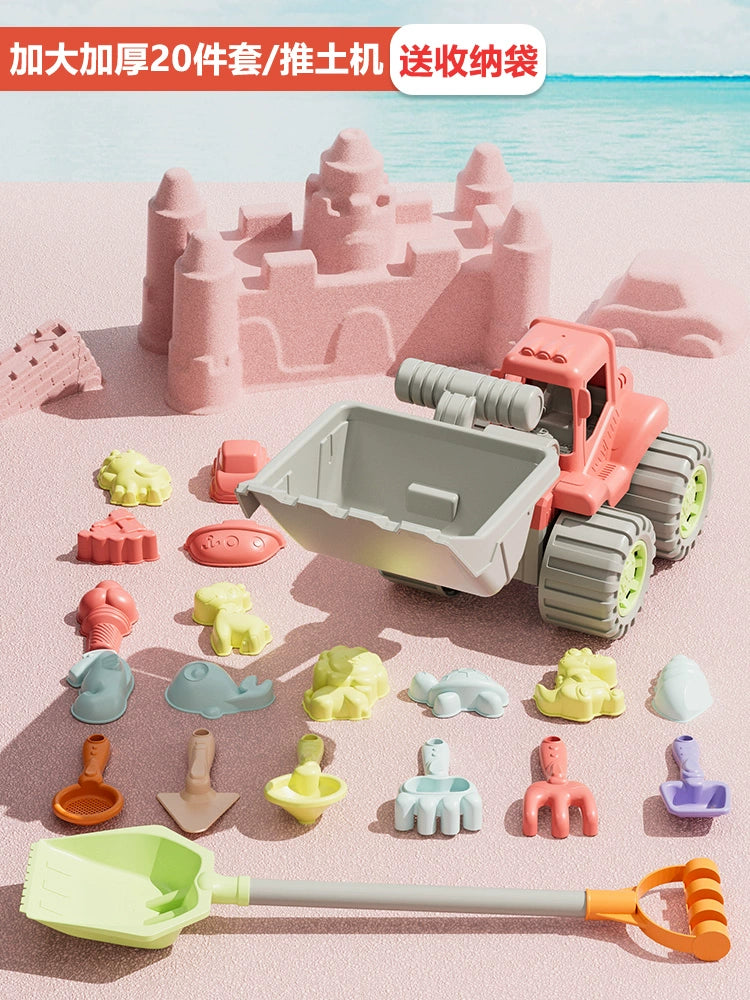 Children's beach toy car set baby indoor beach digging sand play sand tool sand pool hourglass shovel bucket by My Store