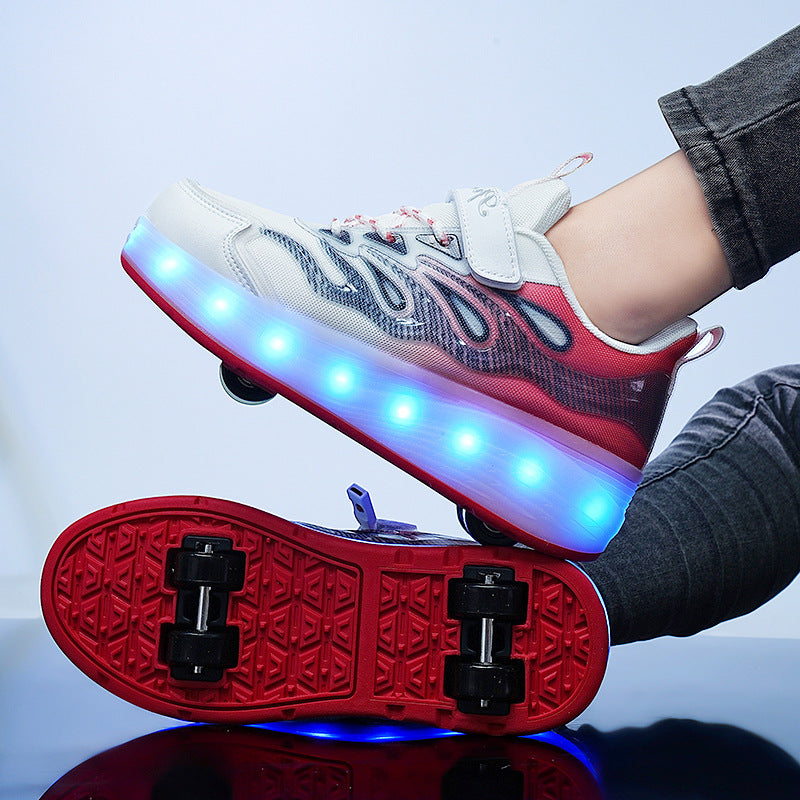 Cross-border children's walking shoes, four-wheel transformative roller skates, girls, students, two-wheeled invisible skates, boys, and popping shoes by My Store