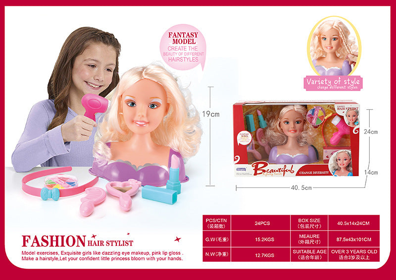 Play house makeup doll comb hair girls children toys wig dressing set princess sixth birthday gift