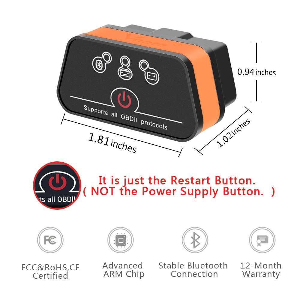 Vgate ICar2 ELM327 bluetooth WIFI OBD2 Bluetooth Car Fault Detector English by My Store