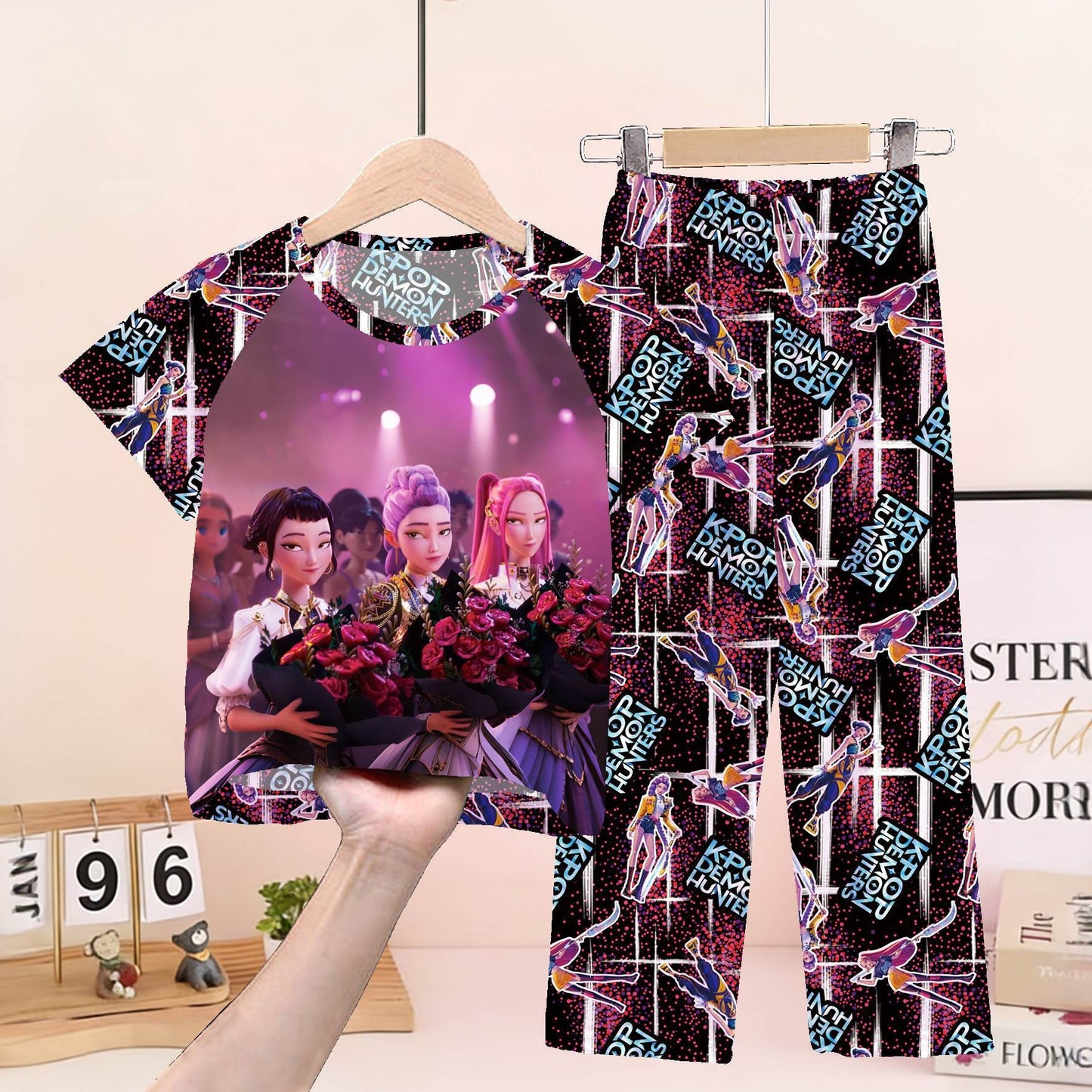 Foreign trade children's pajamas, spring and summer short-sleeved trousers, cartoon Sharjah men's group K-POP girl group middle and adult children's loungewear