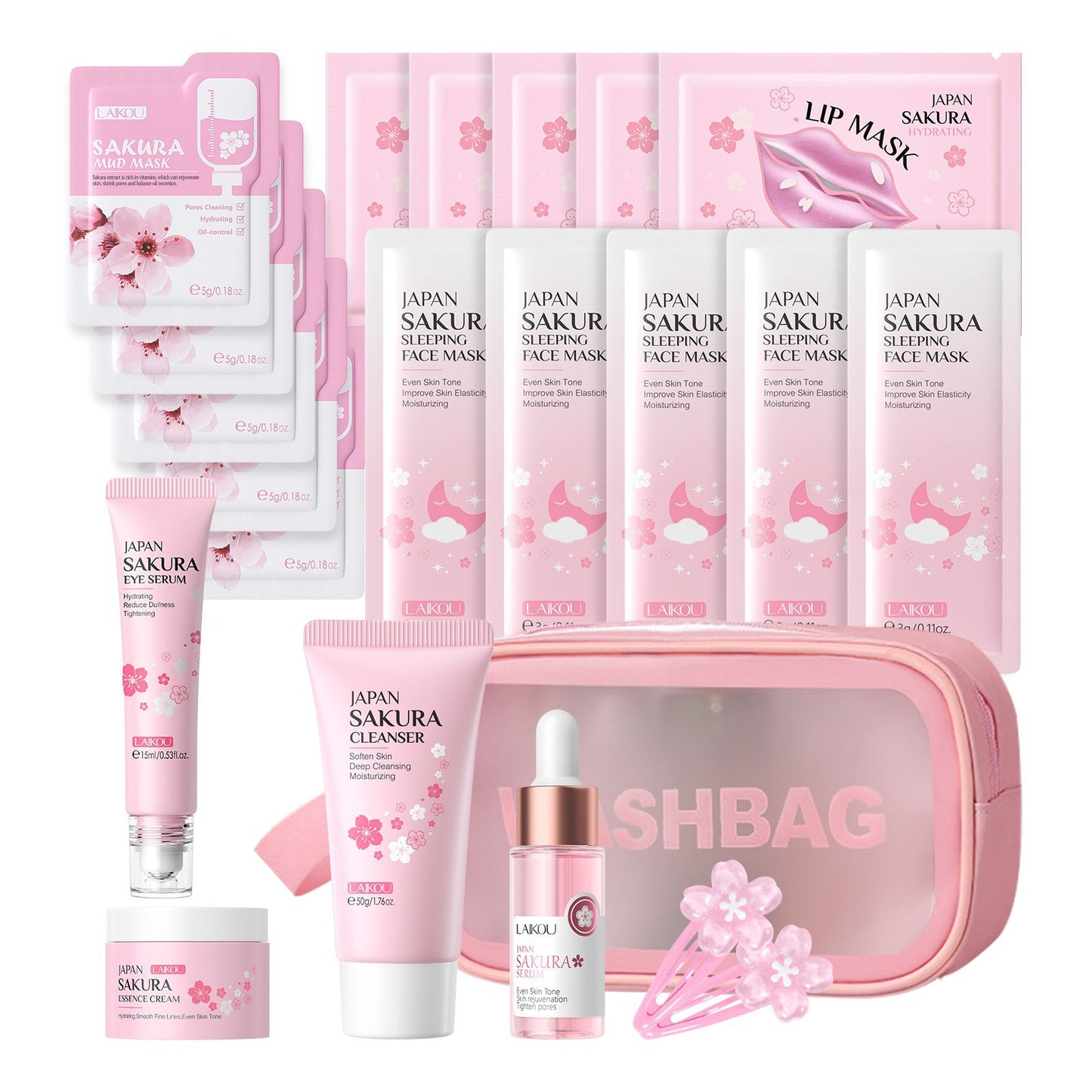 Cross-border full English LAIKOU cherry blossom series skin care set combination facial care full set of hydration manufacturers in stock