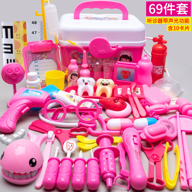Kids doctor play house playset girls simulation nurse stethoscope injection baby medical toolbox