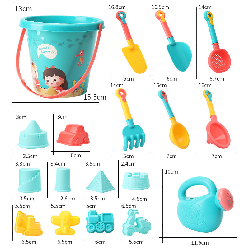 Children's beach toy bucket 18 piece set baby play in the water and sand digging tools, shovel beach bucket play in the water by My Store