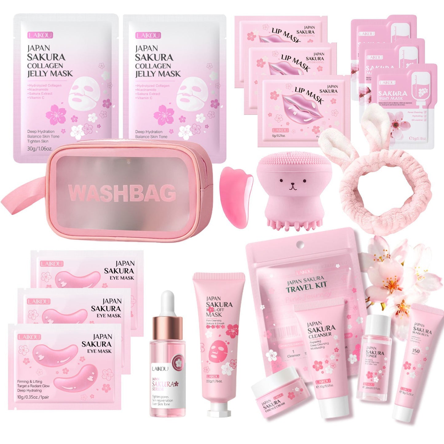 Cross-border full English LAIKOU cherry blossom series skin care set combination facial care full set of hydration manufacturers in stock