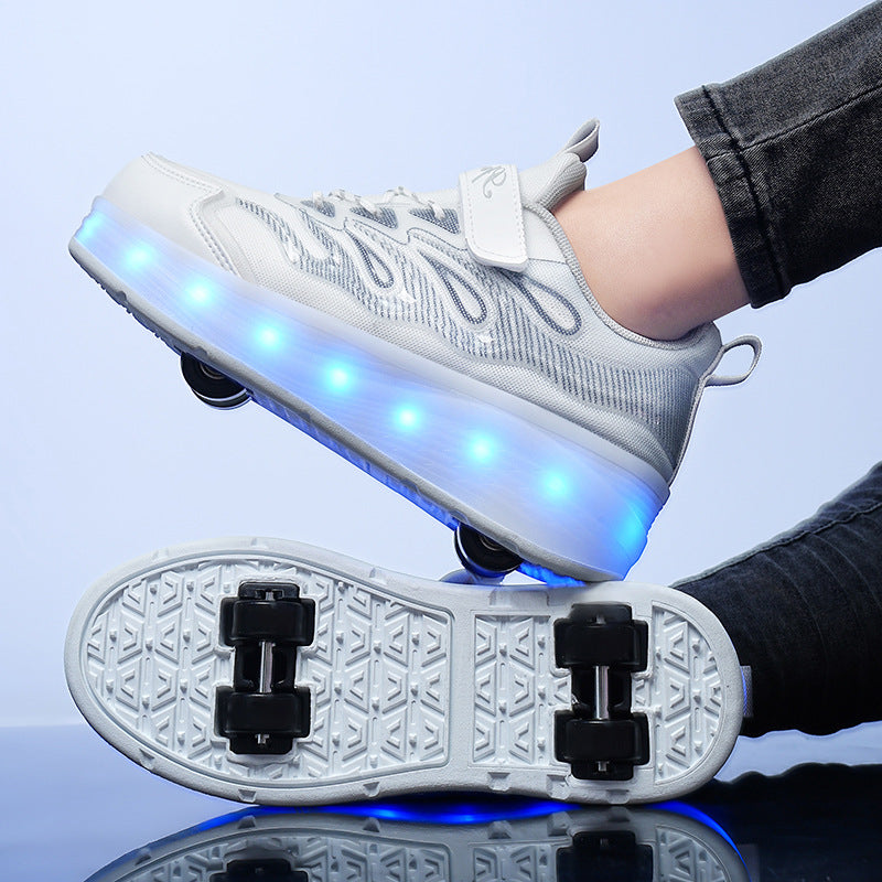 Cross-border children's walking shoes, four-wheel transformative roller skates, girls, students, two-wheeled invisible skates, boys, and popping shoes by My Store