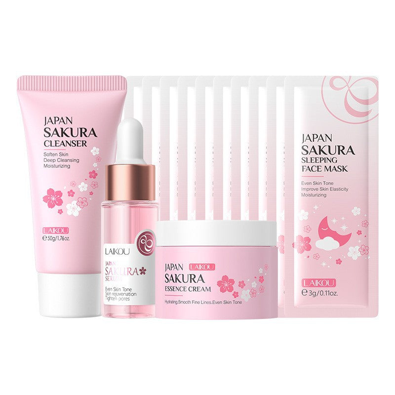 Cross-border full English LAIKOU cherry blossom series skin care set combination facial care full set of hydration manufacturers in stock