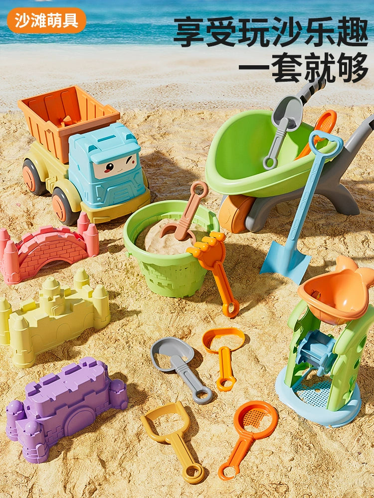 Children's beach toy car baby playing in water and sand digging tool sand shovel child playing sand sand hourglass bucket set by the sea by My Store