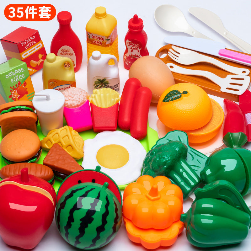 Children's play house simulation kitchen cutting music toy girl cooking boy girl baby cutting fruit cooking package