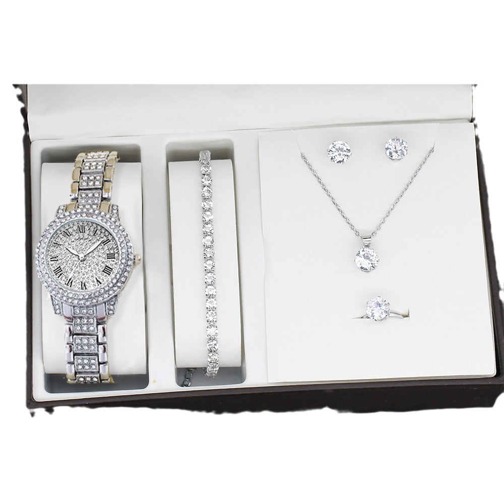 Wristwatch Bracelet Set High Value Watches Women's 5-Piece Set Stylish Quartz Watch Women's Watches