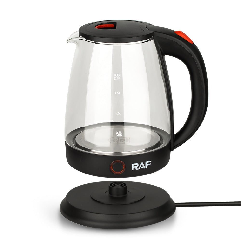 RAF European regulation household electric kettle automatic power off anti-dry kettle glass visible household kettle 2L