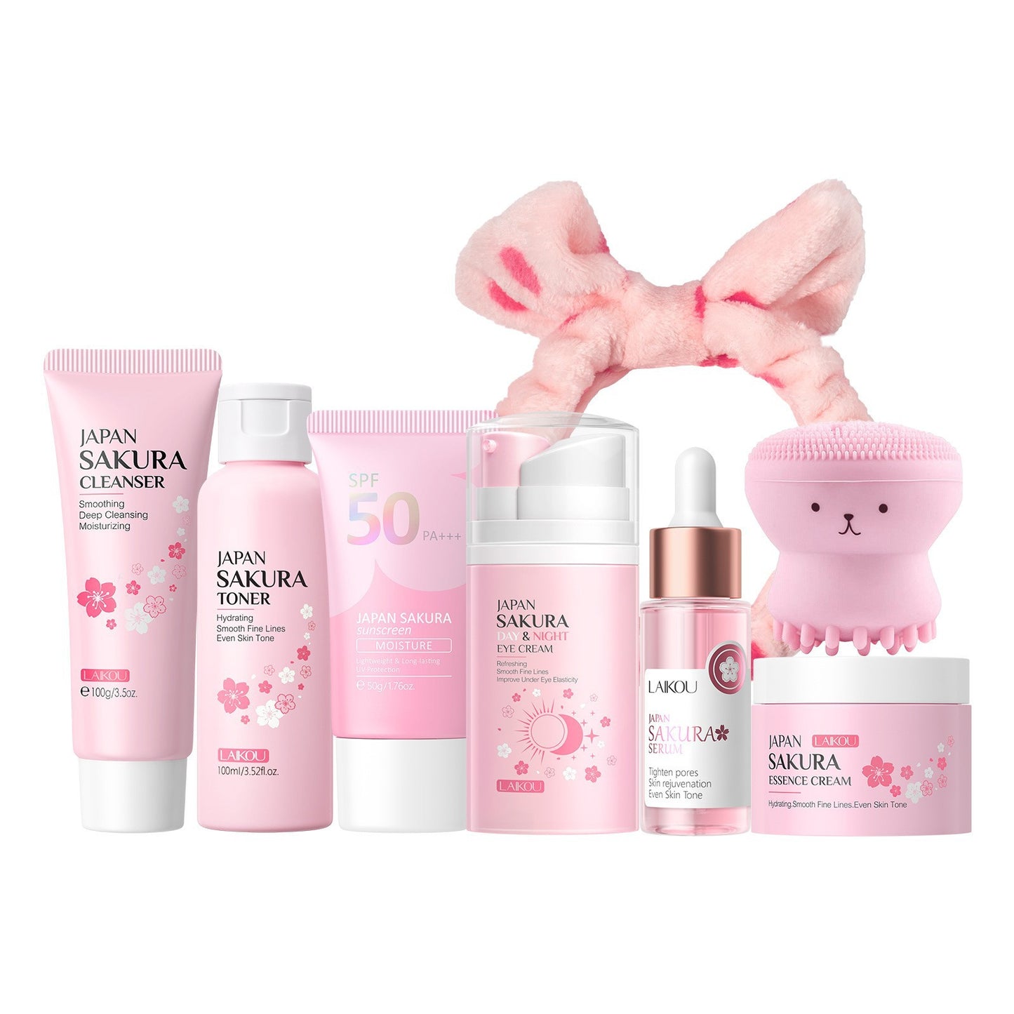 Cross-border full English LAIKOU cherry blossom series skin care set combination facial care full set of hydration manufacturers in stock