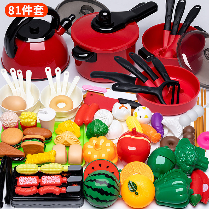 Children's play house simulation kitchen cutting music toy girl cooking boy girl baby cutting fruit cooking package