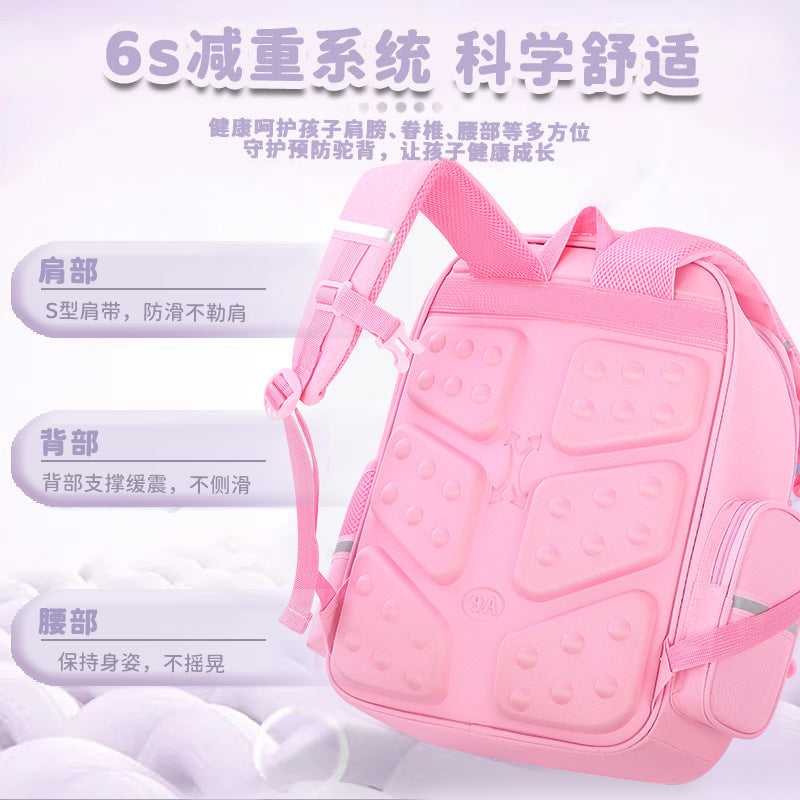 School bag for elementary school students girls spine protector for 123 to 6th grade cute large capacity load reduction children's backpack by My Store