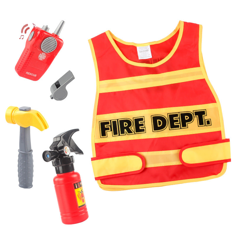 A generation of children's firefighters play suit fire backpack fire water gun summer beach water toys
