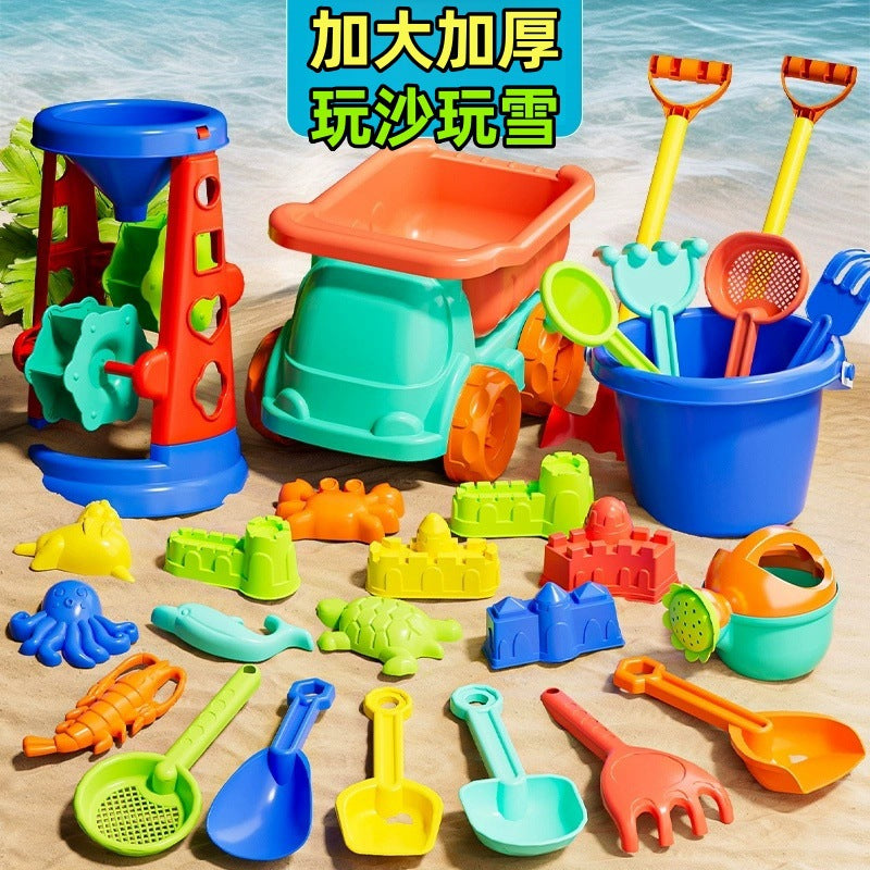 Kids beach toy car baby splash in the water, digging in the sand, playing with snow shoveling snow tools, hourglass, shovel bucket, beach snow set by My Store