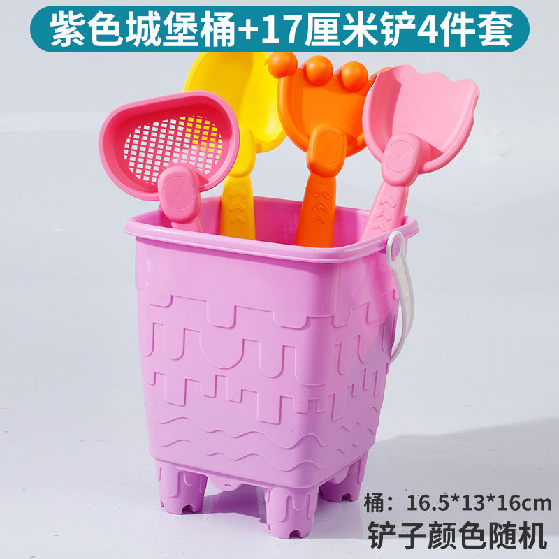 Kids Thickened Plastic Beach Bucket Beach Shovel Water Playing Castle Bucket Playset Baby Sand Digging Tools by My Store