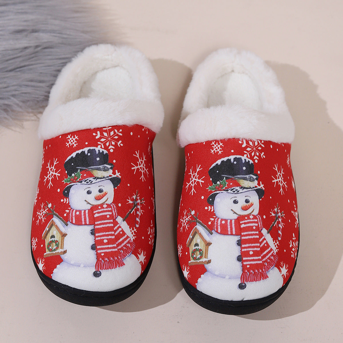 Cross-border spot new cotton slippers women's spring Japanese fashion home wear-resistant slippers cotton shoes cute Christmas series