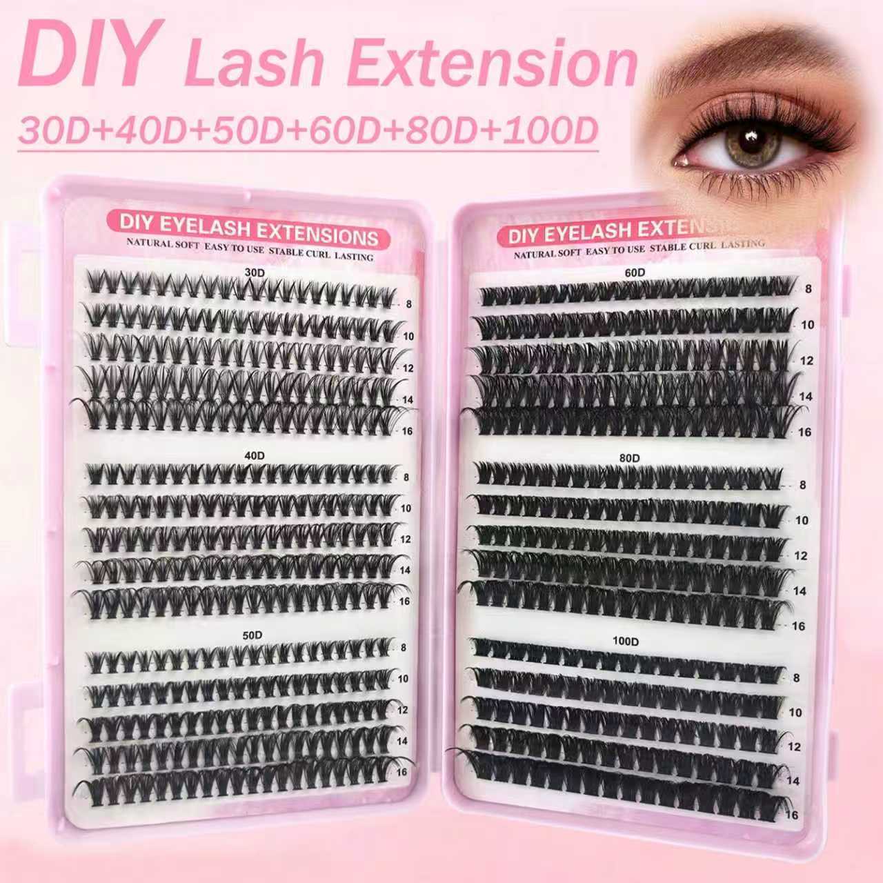 Cross-border 570 clusters DIY segmented false eyelashes European and American hair eyelashes book eyelashes natural D curled eyelashes