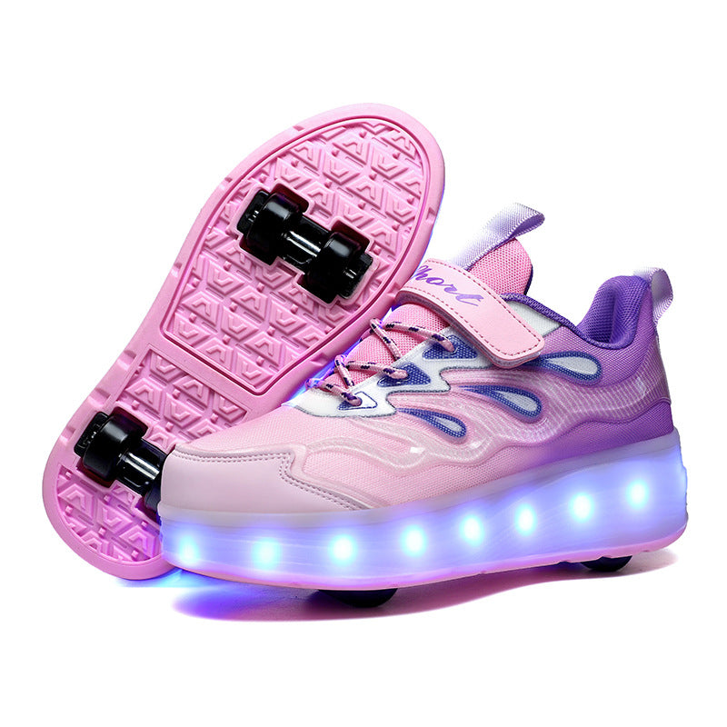 Cross-border children's walking shoes, four-wheel transformative roller skates, girls, students, two-wheeled invisible skates, boys, and popping shoes by My Store
