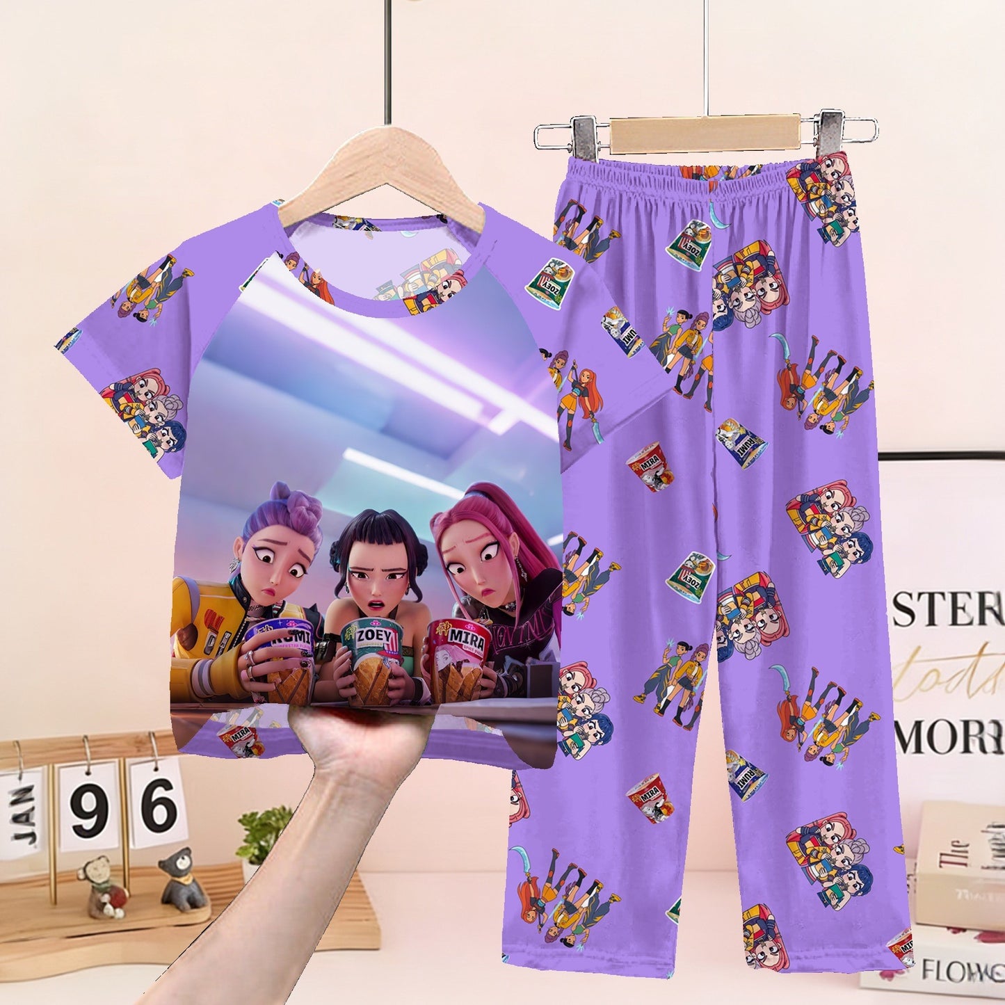 Foreign trade children's pajamas, spring and summer short-sleeved trousers, cartoon Sharjah men's group K-POP girl group middle and adult children's loungewear