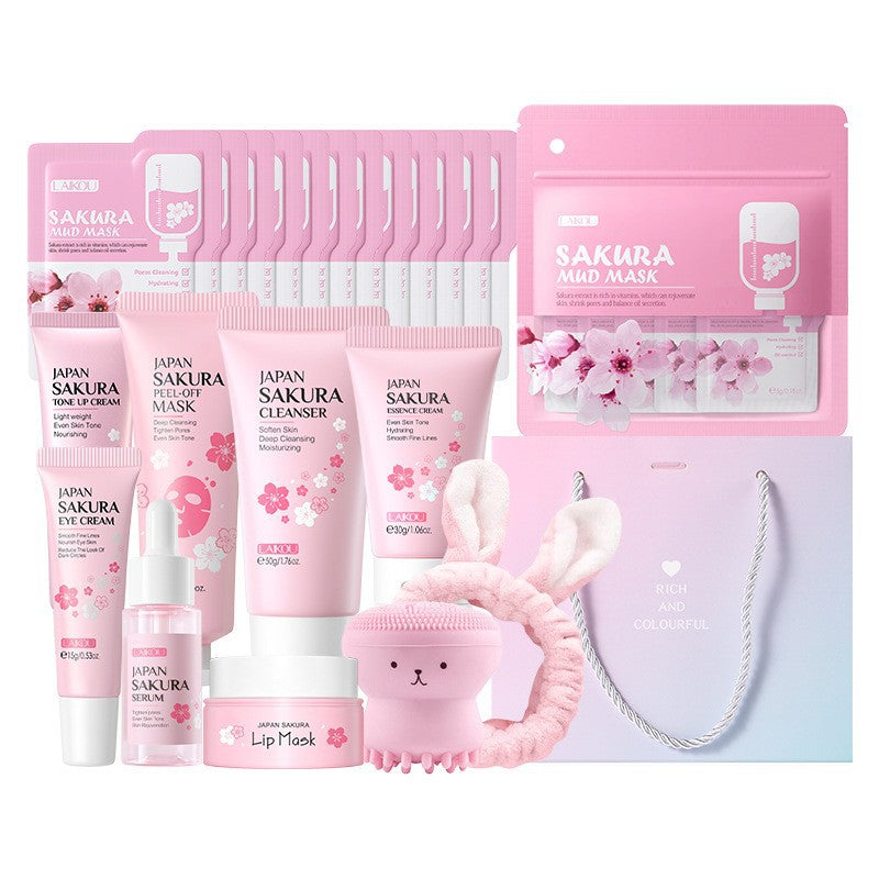 Cross-border full English LAIKOU cherry blossom series skin care set combination facial care full set of hydration manufacturers in stock
