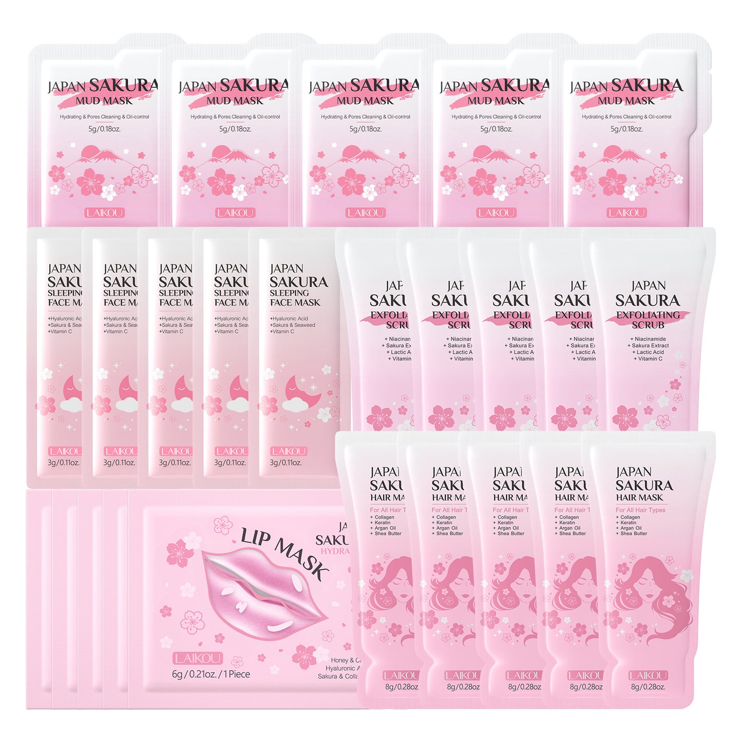Cross-border full English LAIKOU cherry blossom series skin care set combination facial care full set of hydration manufacturers in stock