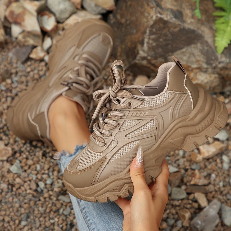 Internet celebrity dad shoes, women's muffins, soft platform casual sneakers, double laces, the same breathable, fashionable and versatile model as the stars