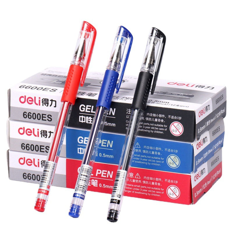 Deli gel pen 6600ES office pen carbon pen black water-based pen red pen stationery supplies wholesale by My Store