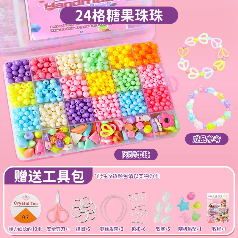 Clearance Kids Beaded Toys Girls Wear Beads DIY Handmade Material Bags Bracelets Necklaces Jewelry Gifts