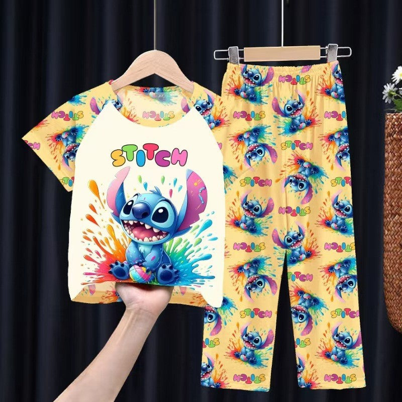 Foreign trade children's pajamas, spring and summer short-sleeved trousers, cartoon Sharjah men's group K-POP girl group middle and adult children's loungewear