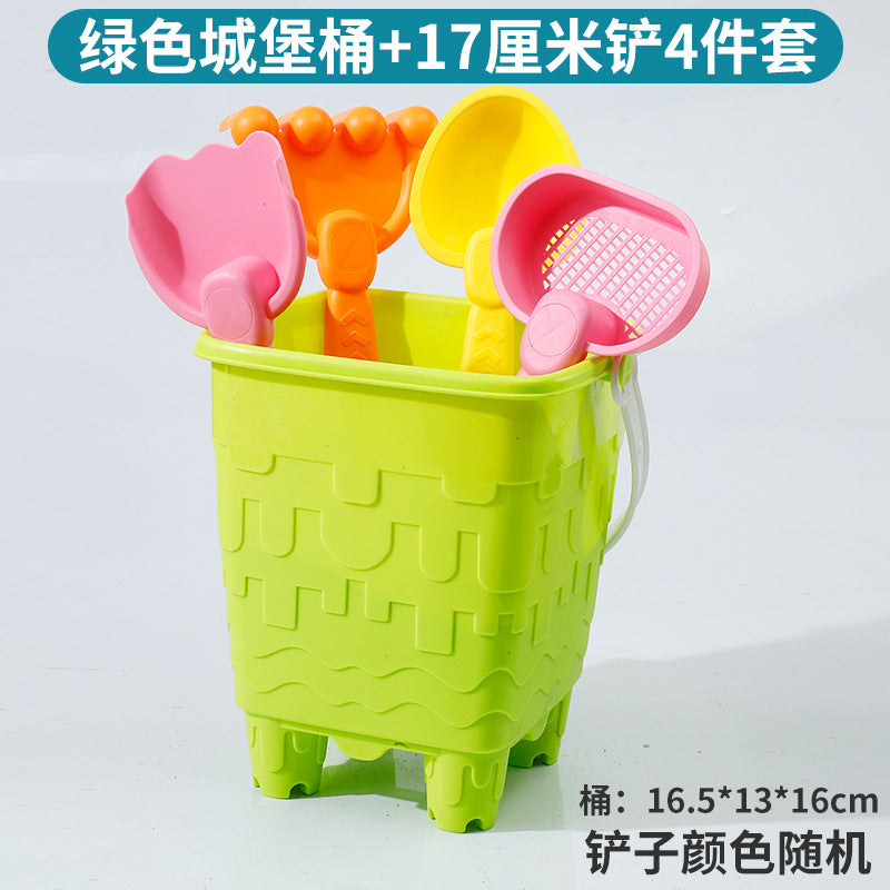 Kids Thickened Plastic Beach Bucket Beach Shovel Water Playing Castle Bucket Playset Baby Sand Digging Tools by My Store
