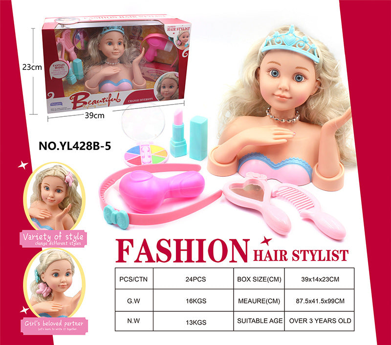 Play house makeup doll comb hair girls children toys wig dressing set princess sixth birthday gift