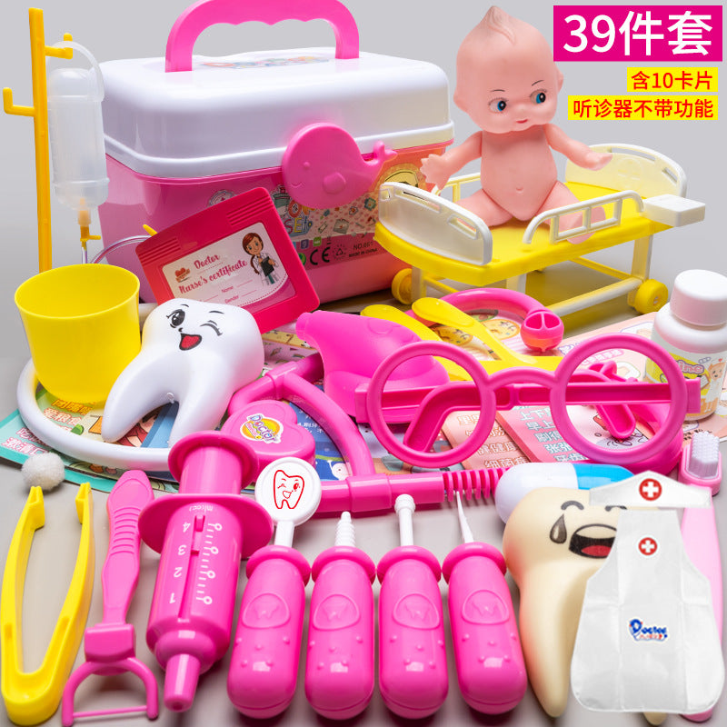 Kids doctor play house playset girls simulation nurse stethoscope injection baby medical toolbox