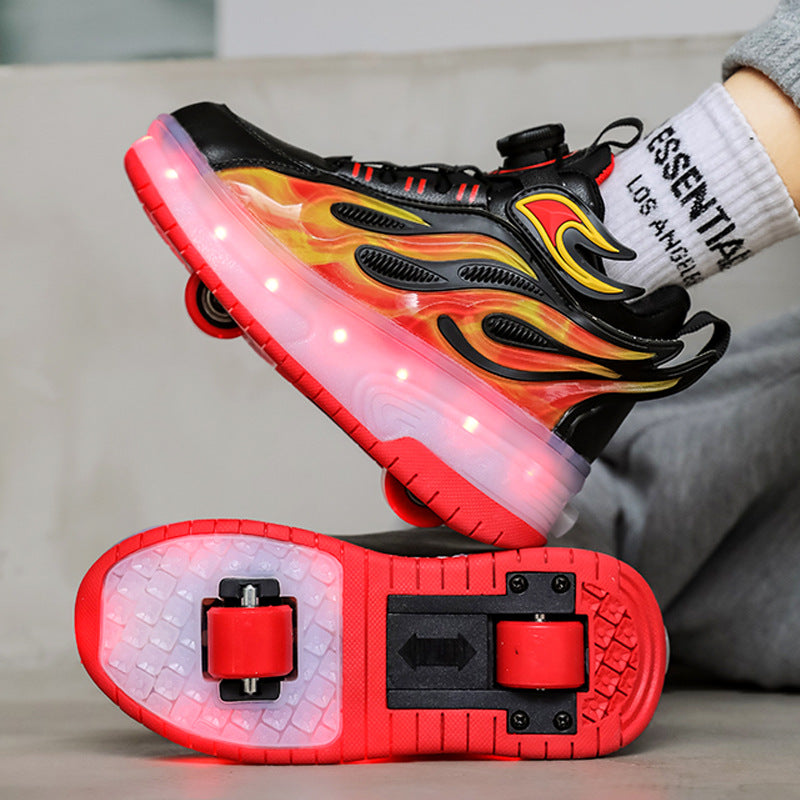 Cross-border children's walking shoes, four-wheel transformative roller skates, girls, students, two-wheeled invisible skates, boys, and popping shoes by My Store