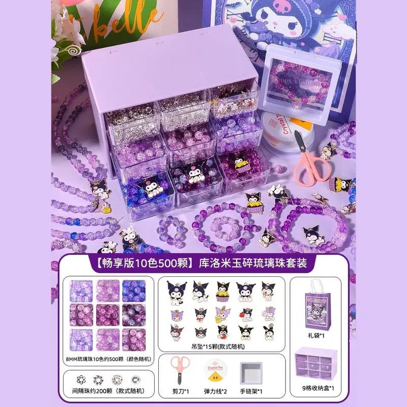 Children's Day Children's Day Gift Handmade DIY Set Kuromi Cartoon Dripping Glass Beaded Bracelet