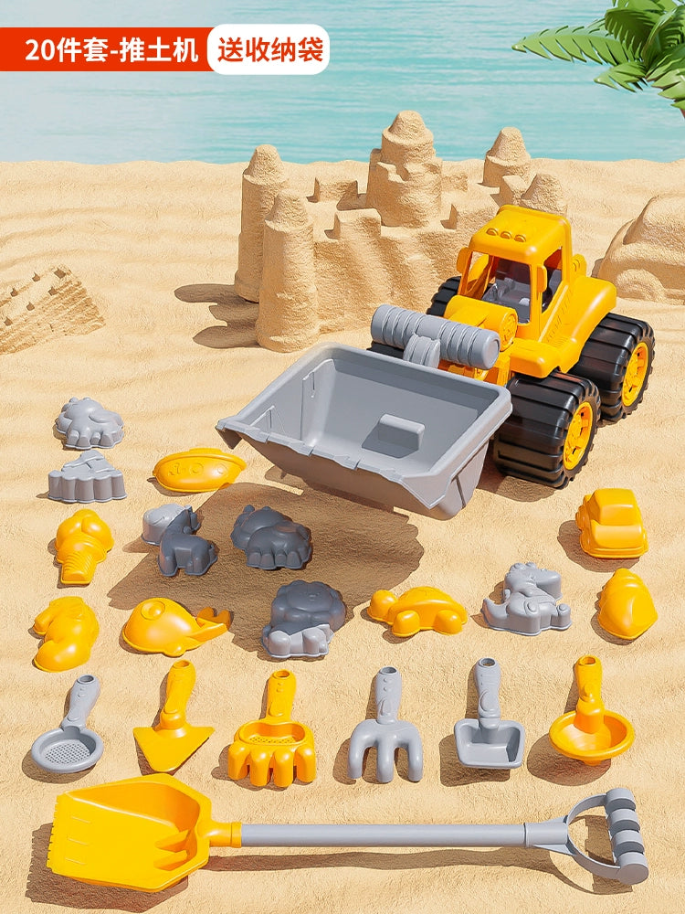 Children's beach toy car set baby indoor beach digging sand play sand tool sand pool hourglass shovel bucket by My Store