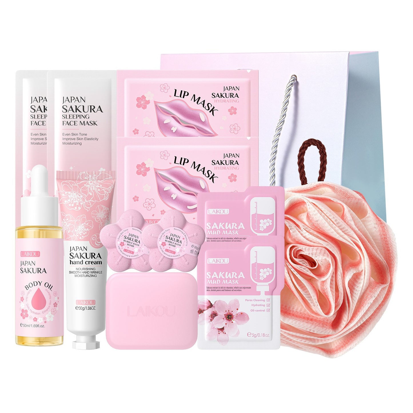 Cross-border full English LAIKOU cherry blossom series skin care set combination facial care full set of hydration manufacturers in stock