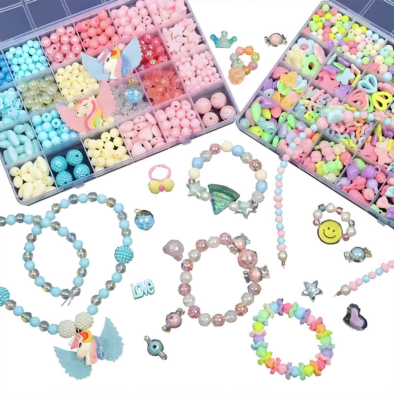 Clearance Kids Beaded Toys Girls Wear Beads DIY Handmade Material Bags Bracelets Necklaces Jewelry Gifts