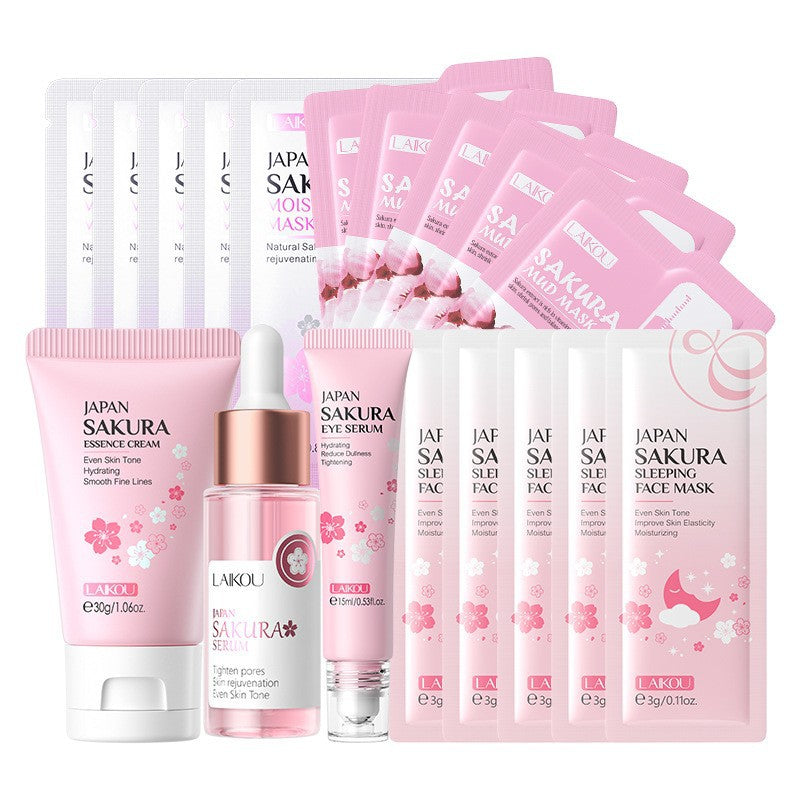 Cross-border full English LAIKOU cherry blossom series skin care set combination facial care full set of hydration manufacturers in stock