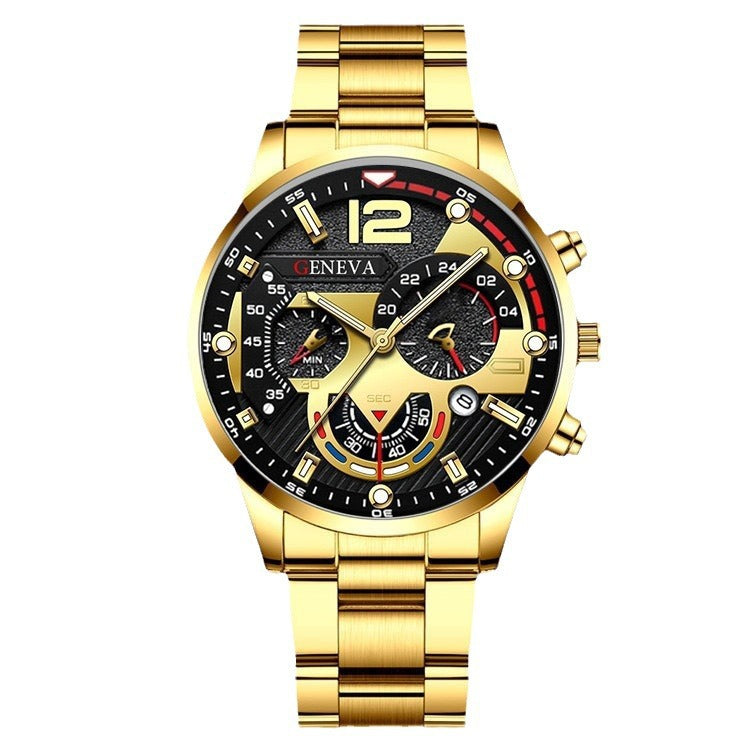 Popular classic fashion men's calendar watch wholesale sports steel band watch watch business cross-border set combination