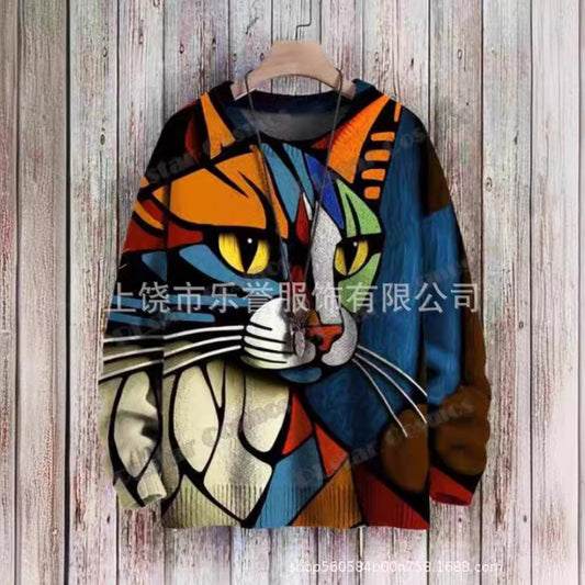 European and American 3D crew neck Christmas clothes 3D printing to customize a drop shipping cross-border women's sweater source factory