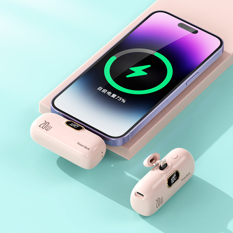 Cross-border KC wholesale capsule 5000mah power bank small portable digital display mobile power supply logo printing by My Store