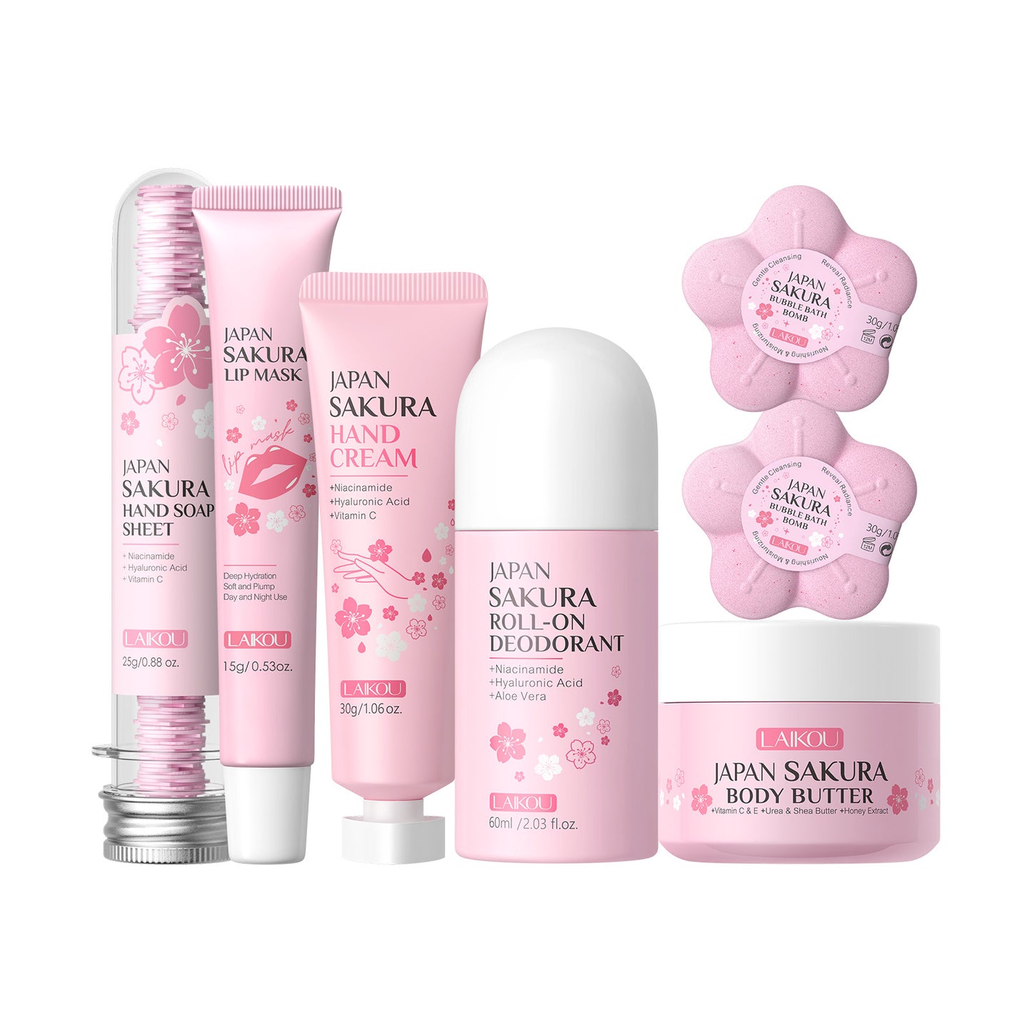 Cross-border full English LAIKOU cherry blossom series skin care set combination facial care full set of hydration manufacturers in stock