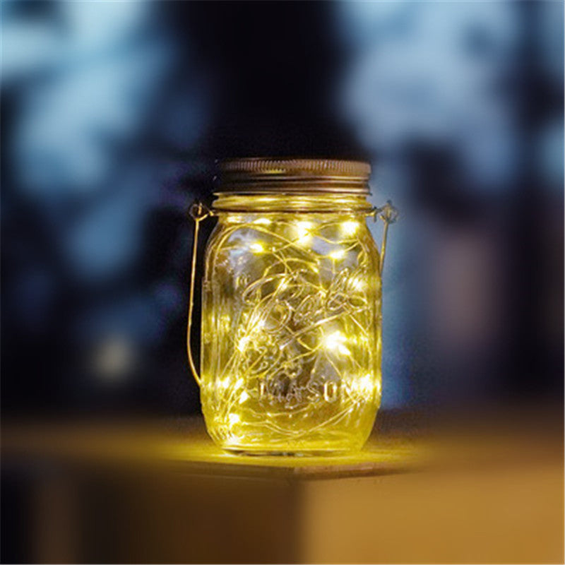 Solar Mason Bottle Light Outdoor Glass Light LED Firefly Creative Wishing Light Full of Stars Christmas Hanging Lights by My Store