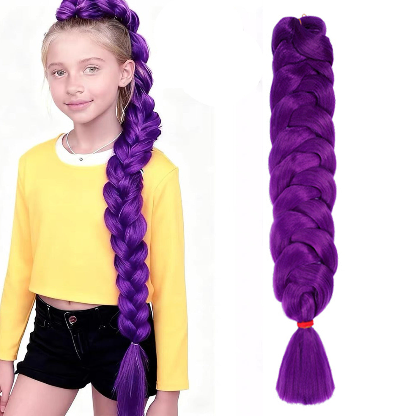 Skpop witch hunt group cos wig children's rumi purple braid twist braid clip ponytail hair accessories