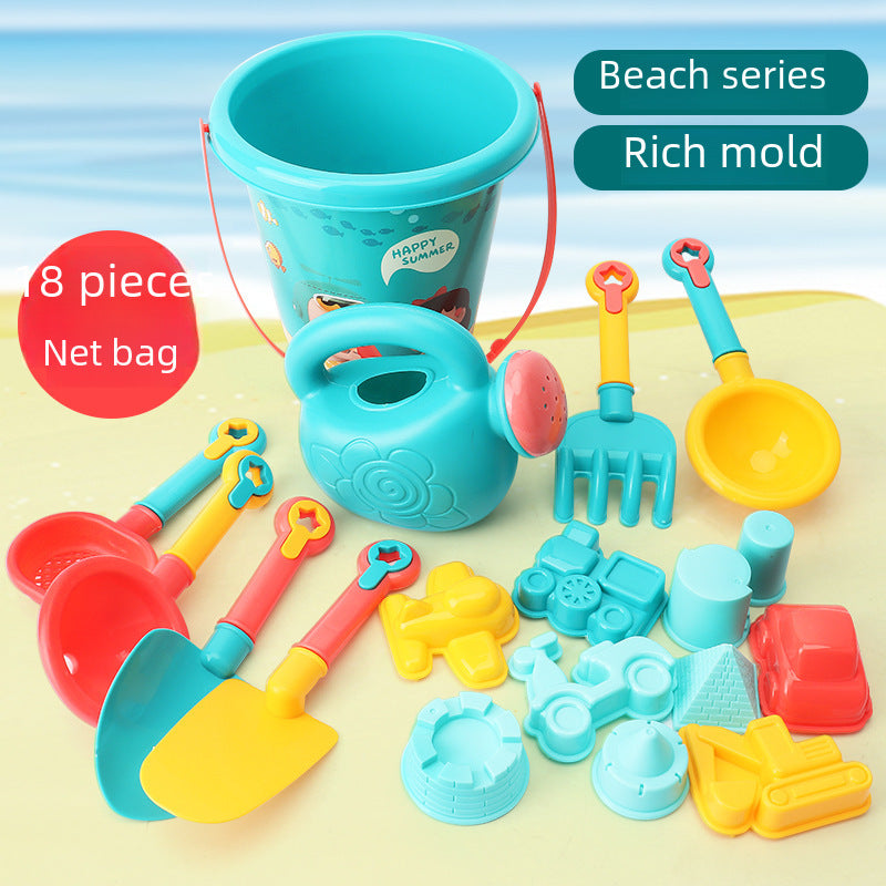 Children's beach toy bucket 18 piece set baby play in the water and sand digging tools, shovel beach bucket play in the water by My Store