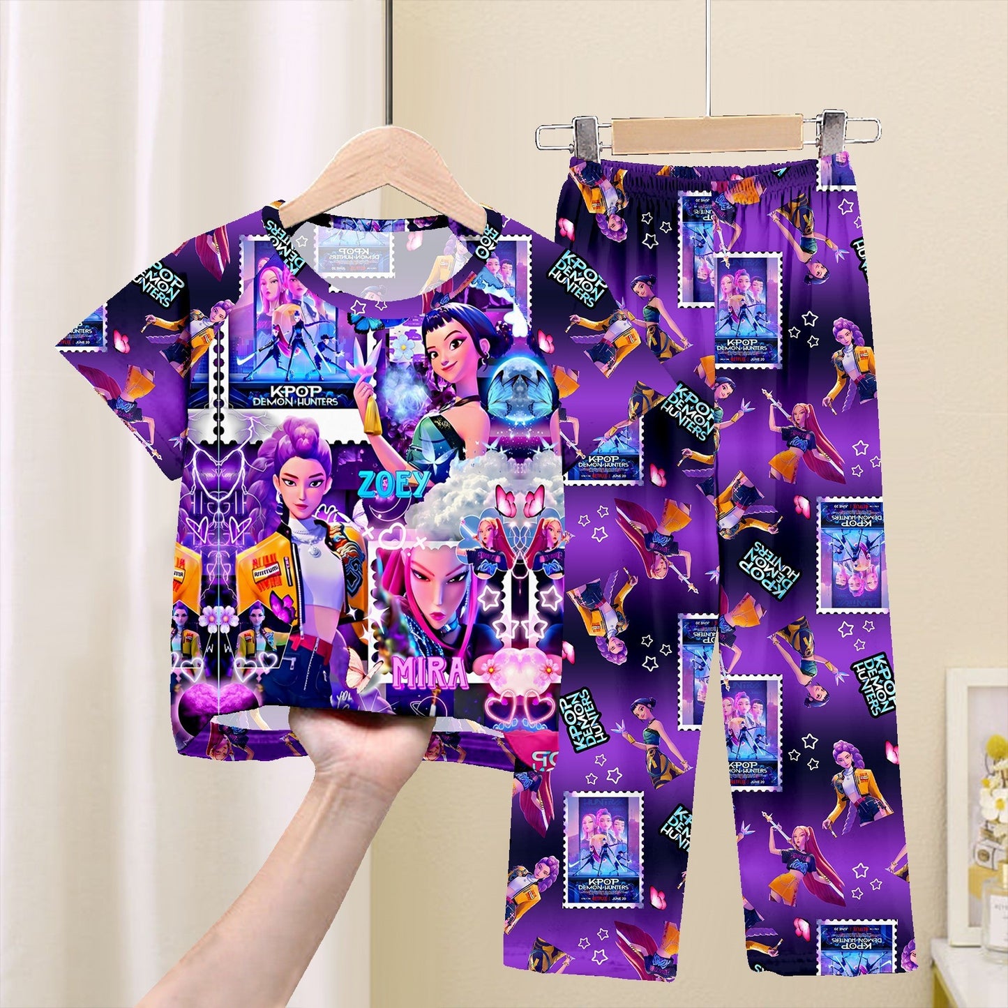 Foreign trade children's pajamas, spring and summer short-sleeved trousers, cartoon Sharjah men's group K-POP girl group middle and adult children's loungewear